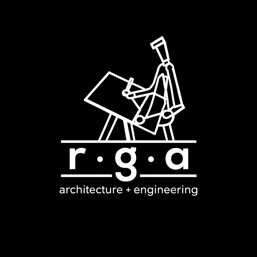 Minimalist r.g.a architecture logo design